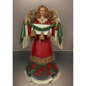 Jim Shore Heartwood Creek "Bells Ring While Angels Sing" Poinsettias On Dress